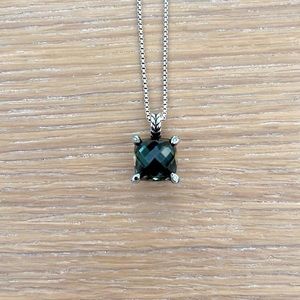 David Yurman Green & Silver Chatelaine Pendant Necklace (missing 1 pavé diamond)